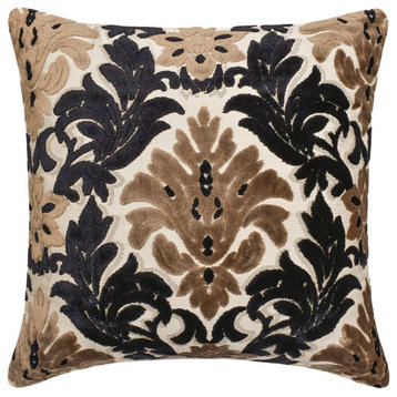 Brown Velvet Damask 24"x24" Pillowcase Renaissance