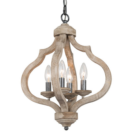 Farmhouse 4-lights wooden  chandelier