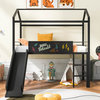 Gewnee Metal Twin House Bed Loft Bed With Slide and Ladder