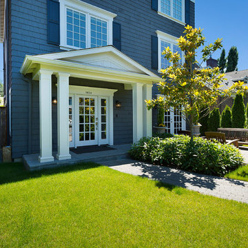New construction with gabled portico
