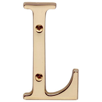 Letter "L" House Letters Solid Bright Brass 3" |