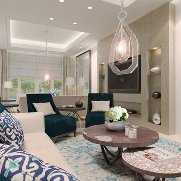 3D Interior Rendering of Completed Living Room