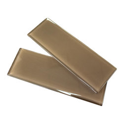 4x12 Glossy Brown Subway Glass Mosaic Tiles - Home Accessories & Decor