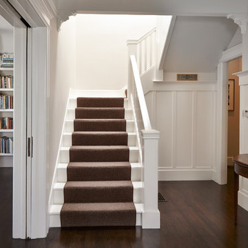 White Staircase with Carpet Runner