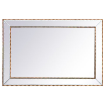 Elegant Decor MR33248G Iris Beaded Mirror, 48"x32", Antique Gold