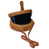 Asian Handmade Rustic Brown Rattan Round Shoulder Bag Box Hws2971