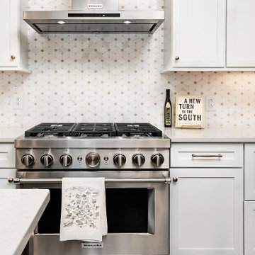 Transitional White Kitchen Design Matthews, NC