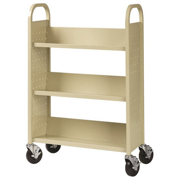 Hirsh Single-sided Metal Mobile Book Cart Putty/Beige