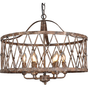 Chatrie 24" Brown Drum Pendant Chandelier - Transitional ...