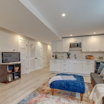 Basement remodel with bedroom space, closet space, living area, Kansas