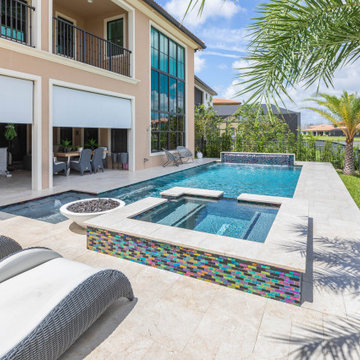 New Swimming Pool & Spa With Firebowl and Fountain Sheer