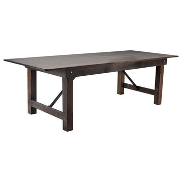 HERCULES Series 8' x 40" Solid Pine Folding Farm Table, Mahogany