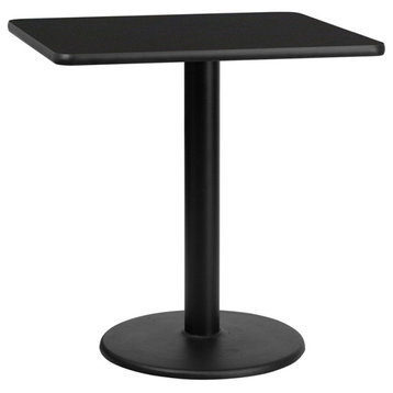 30'' Square Black Laminate Table Top with 18'' Round Table Height Base