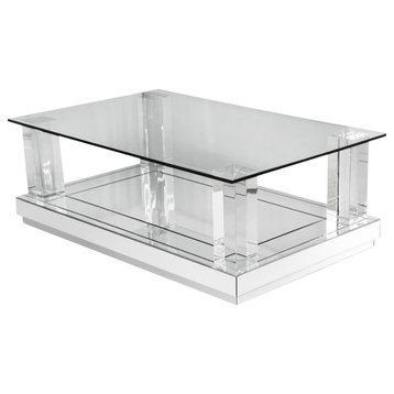 Montreal Mirrored Cocktail Table With Glass Top