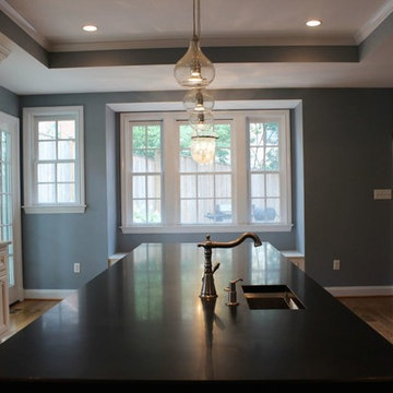 Pure Gray Quartz & Mont Blanc Marble Kitchen