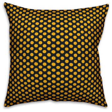 Yellow Pollka Dots Outdoor Throw Pillow, 18"x18"