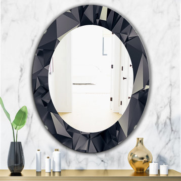 Designart Shades of Black Modern Frameless Oval Or Round Wall Mirror, 24x36