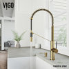 VIGO Livingston Magnetic Kitchen Faucet and Soap Dispenser, Matte Brushed Gold