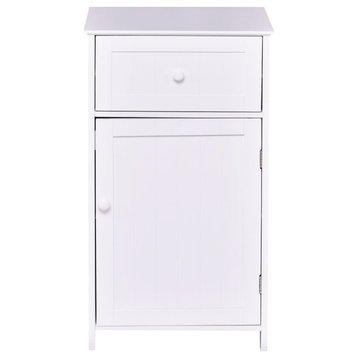 Costway White Floor Storage Cabinet Bathroom Organizer Cupboard Drawer Shelf