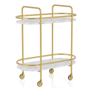 Stylish Brushed Silver 2 Shelf Serving Cart or Bookcase main image 0