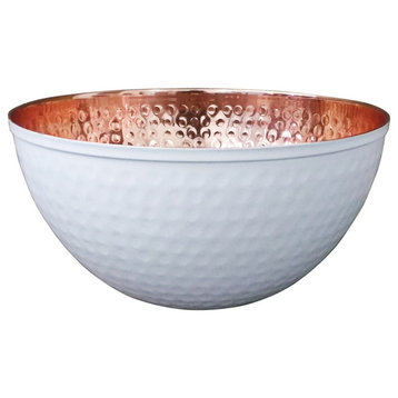 Alchemade Copper & White Hammered Bowl (11.5 in diameter)