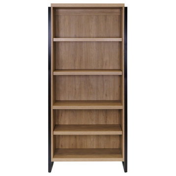 Modern Open Wood Laminate Bookcase, Fully Assembled, Light Brown