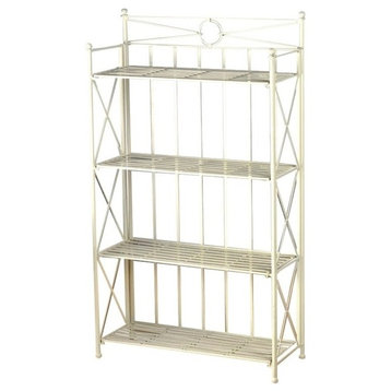 Pemberly Row 25.5" 4 Tier Iron Bakers Rack in White