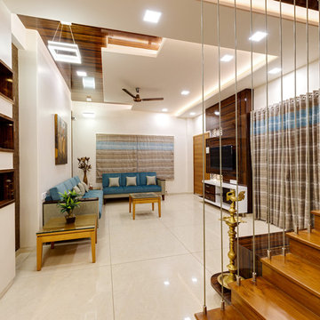 duplex bungalow in a apartment at ground floor was designed by culturals interio