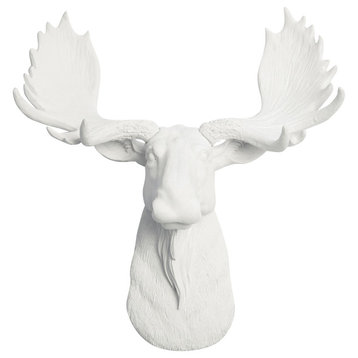 Mini Faux Moose Head Wall Mount, White
