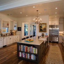 bookshelf in kitchen