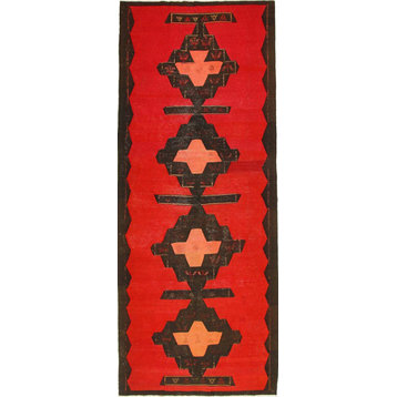 Persian Kilim Fars Azerbaijan Antique 12'1"x4'10" Hand Woven Oriental Rug