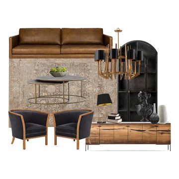 E-Design Concept Board Rustic Industrial Living Room Est. Budget $15,200