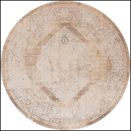 Nourison Astra Machine Washable Vintage Indoor Rug, Beige, 5'3"round