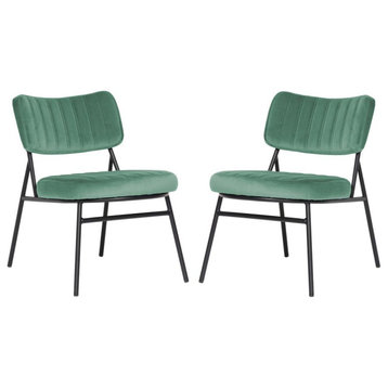 Leisuremod Marilane Velvet Accent Chair With Metal Frame Set Of 2 Ma29Bu2