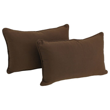 20"x12" Twill Back Support Pillows/Inserts, Set of 2, Chocolate
