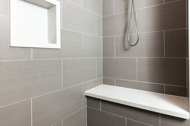 Example of a mid-sized master bathroom design in Other with concrete countertops and white countertops