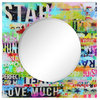 "Star" Square Beveled Wall Mirror on Free Floating Printed Tempered Art Glass