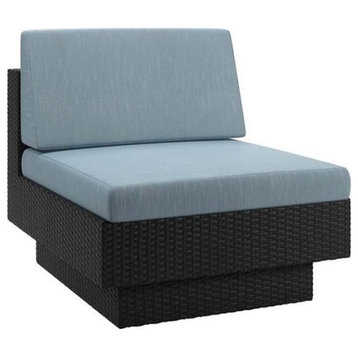 Afuera Living Upholstered Fabric Armless Patio Chair with Cushions in Teal