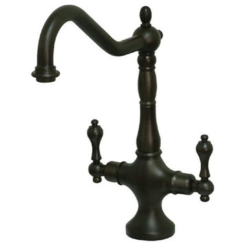 Classic Kitchen Faucet, Victorian Swiveling Spout & 2 Handles, Oil Rubbed Bronze