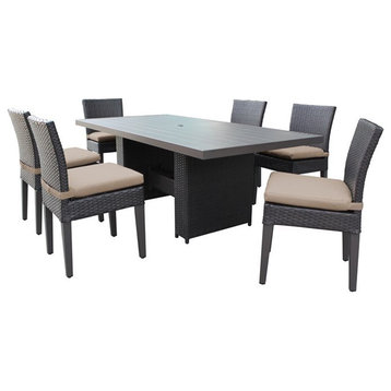Barbados Patio Dining Table with 6 Armless Chairs and Cushions