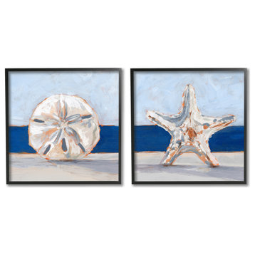 Sea Life Starfish Seashell Painting Beach Marine Animal, 2pc, each 17 x 17