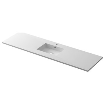 VIVA Stone 66" Single Sink Matte White Solid Surface Countertop