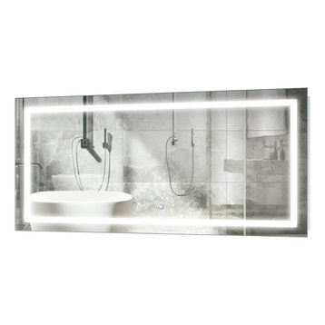 Krugg LED Bathroom Mirror, 48W X 24L Lighted Vanity Mirror - Dimmer & Defogger