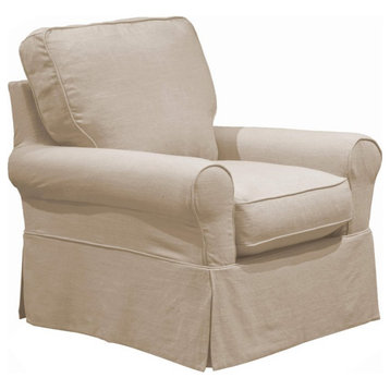 Sunset Trading Horizon Fabric Slipcovered Swivel Rocking Chair in Linen Gray