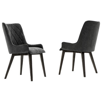 Alana Charcoal Upholstered Dining Chair, Set of 2