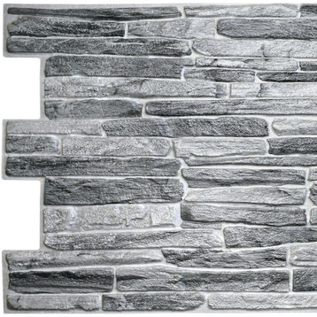 Dark Grey Slate 3D Wall Panels, Set of 5, Covers 28.1 Sq Ft