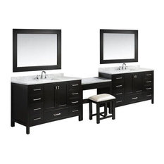 84" London Single Sink Vanity With Make Up Table, Espresso