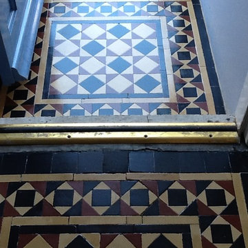 Colourful Original Victorian Tiled Hallway Restored to New in Bedford