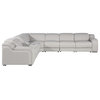 Marco-7-Piece, 3-Power Reclining Italian Leather Sectional, Light Gray