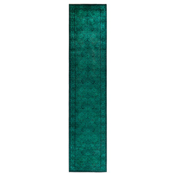 Fine Vibrance, One-of-a-Kind Hand-Knotted Area Rug Green, 4' 3" x 19' 10"